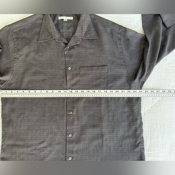 Geoffrey Beene Brown Plaid Long Sleeve Dress Shirt L 16-16.5 Modal Blend - Picture 5 of 8